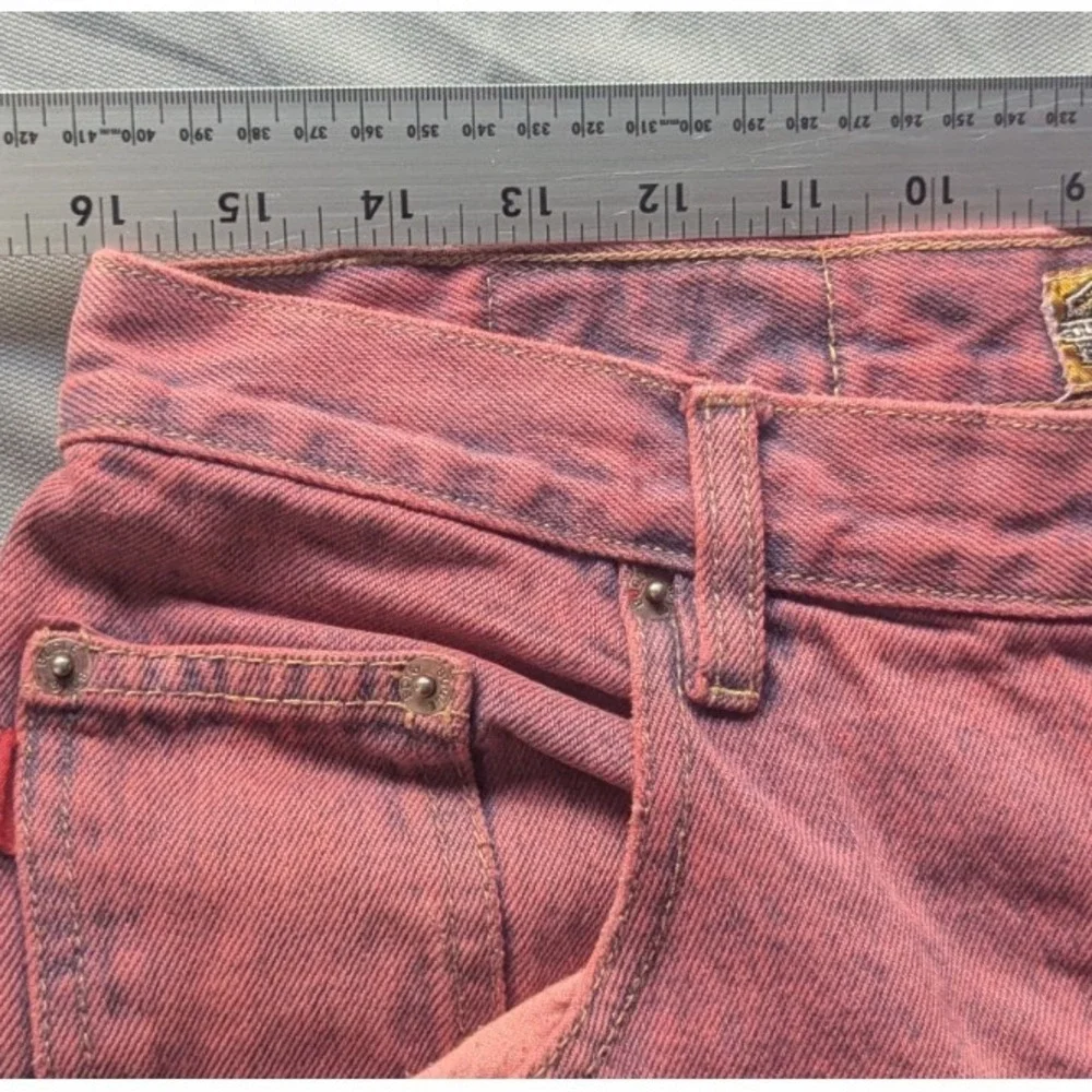 Bugle Boy Gold Crest  Vintage 90s Blue Loose Fit Jeans Red Grunge 36x30